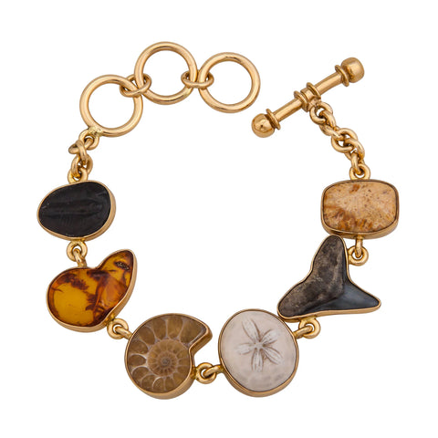 Sterling Silver Small Multi-Fossil Bracelet