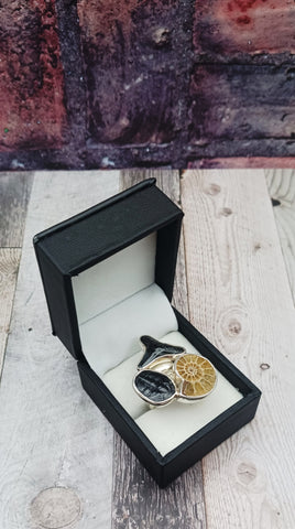 Sterling Silver Multi-Fossil Adjustable Ring